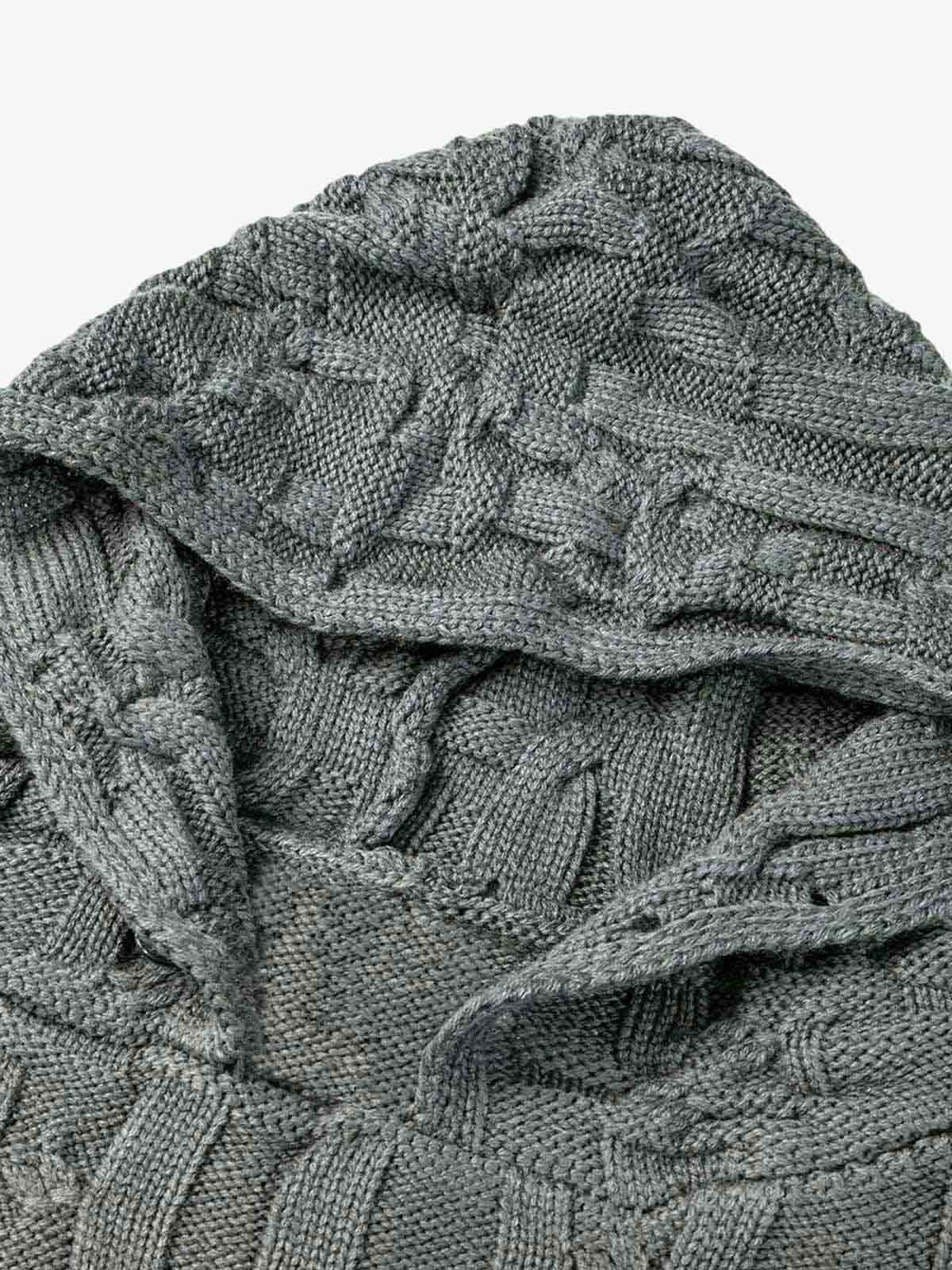 Asymmetric Irregular Knitted Sweater Hoodie - Image 8