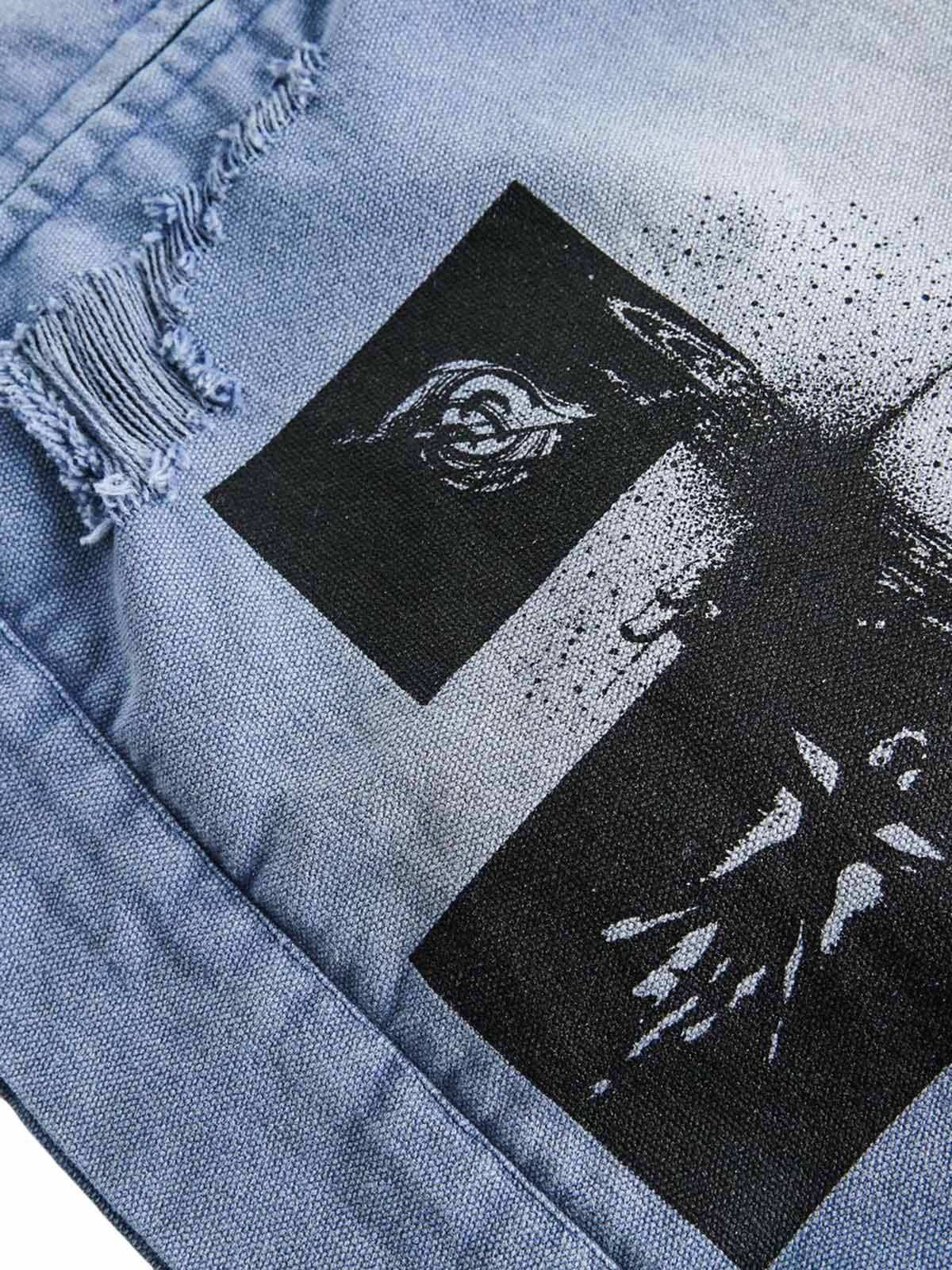 Ripped Graffiti Washed Zip Up Denim Jacket - Image 10