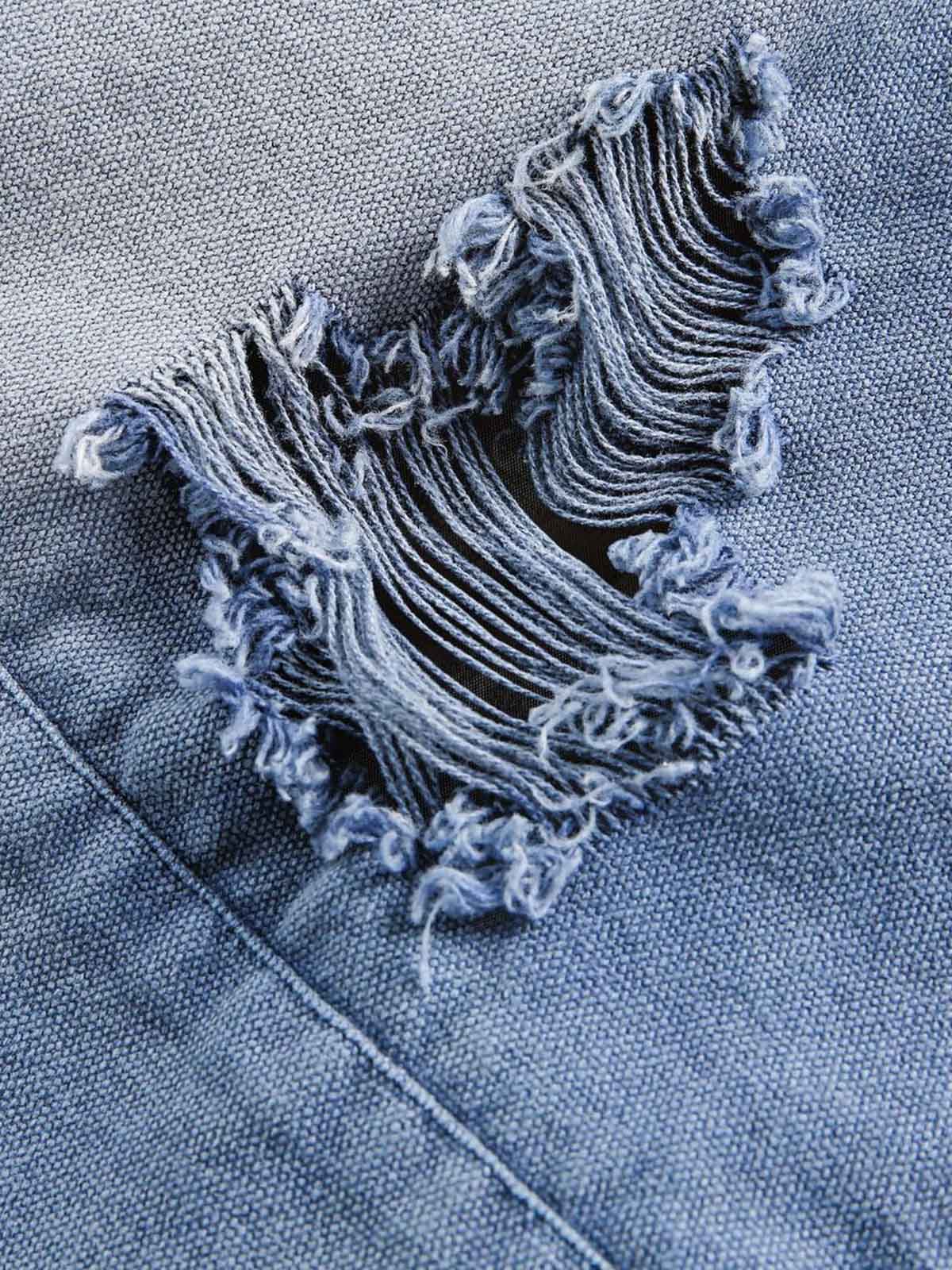 Ripped Graffiti Washed Zip Up Denim Jacket - Image 13