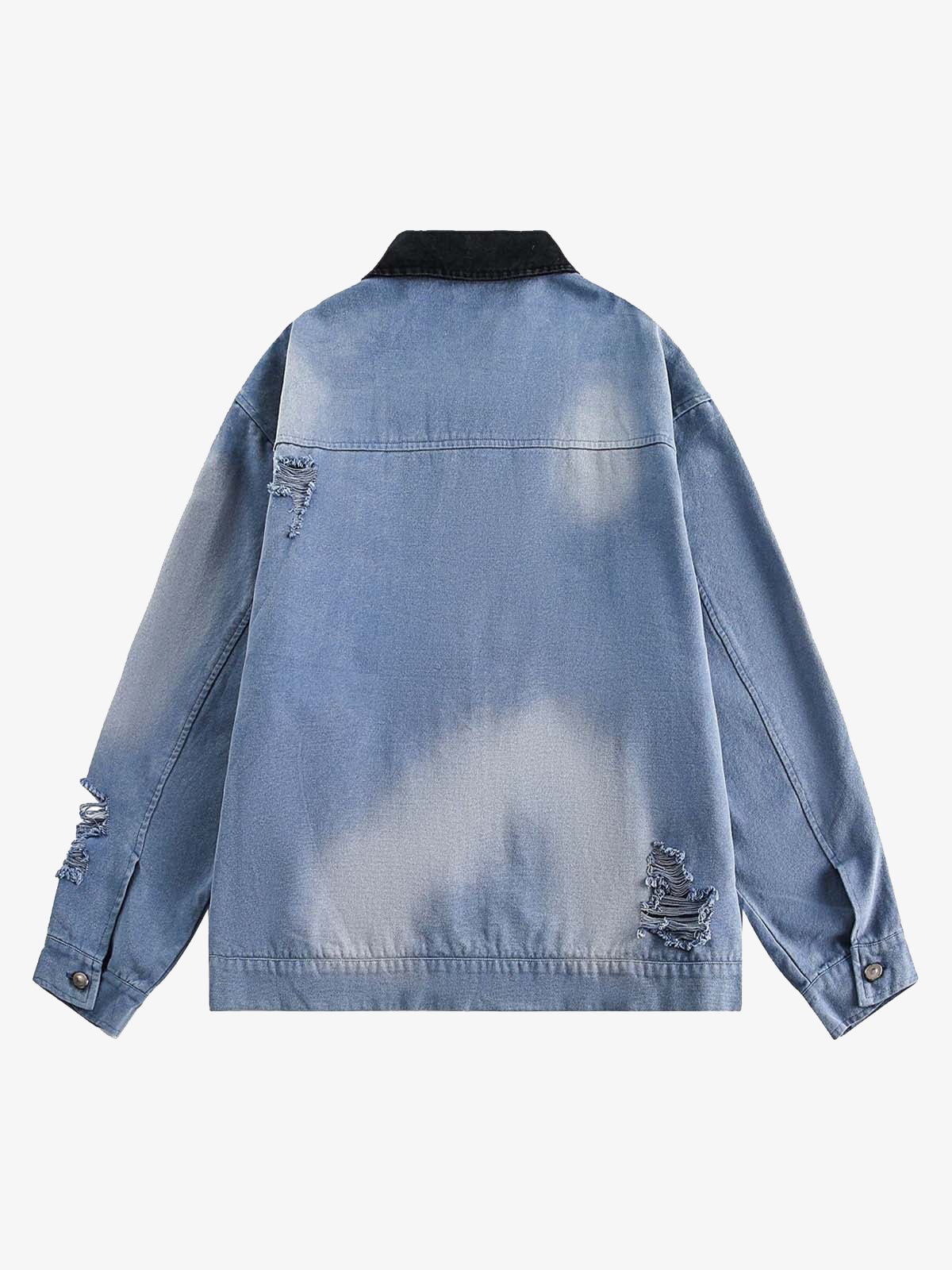 Ripped Graffiti Washed Zip Up Denim Jacket - Image 6