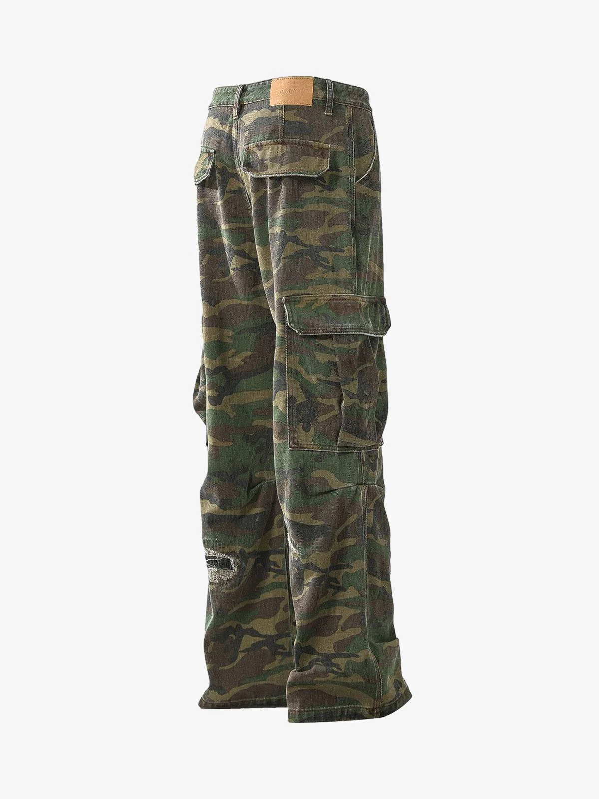 Woven Ripped Camouflage Flared Cargo Pants - 2410 - Image 11