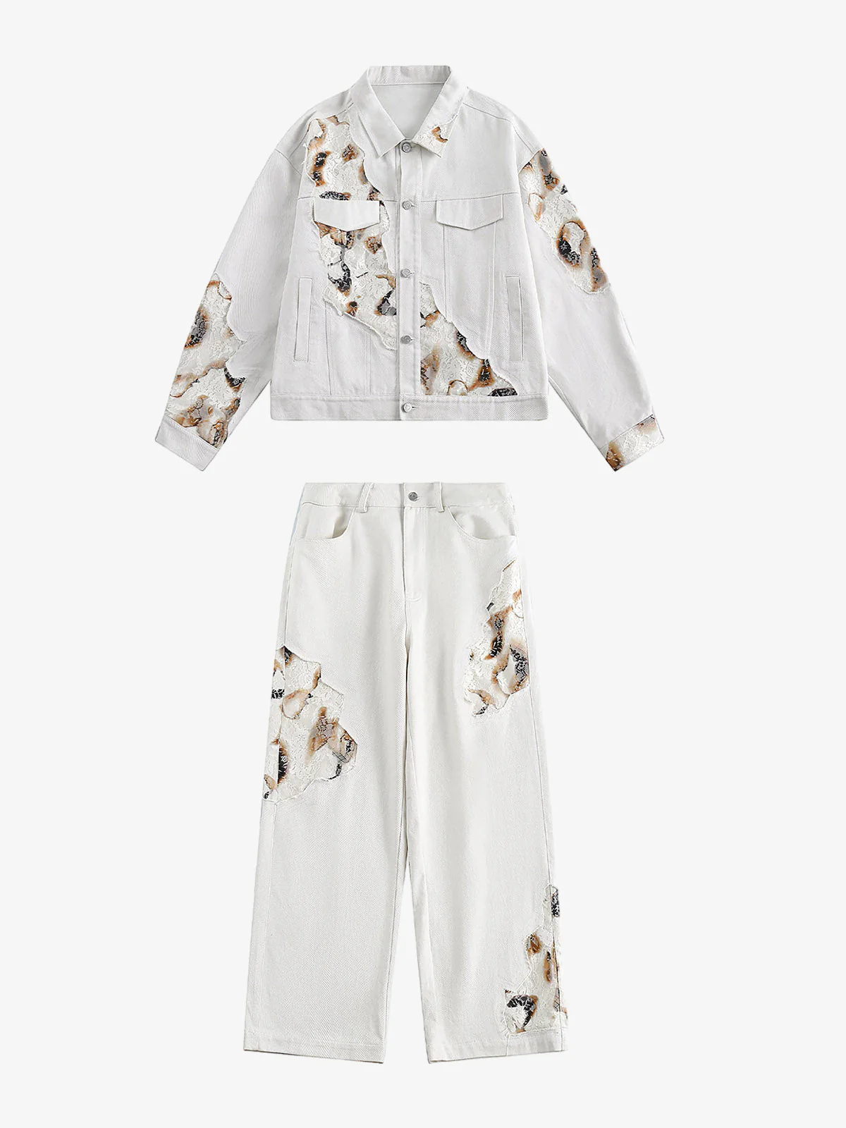 Thesupermade American Retro Lace Patchwork Denim Jacket - Image 7