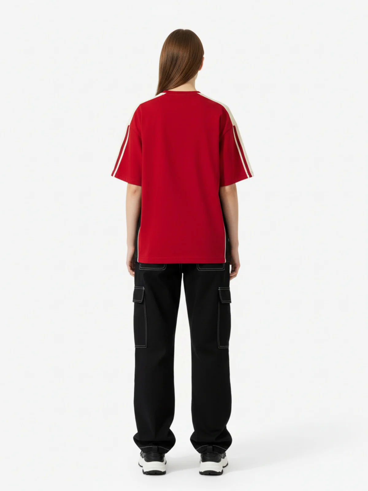 Color-Blocked Strip Racing T-shirt - 2076 - Image 4