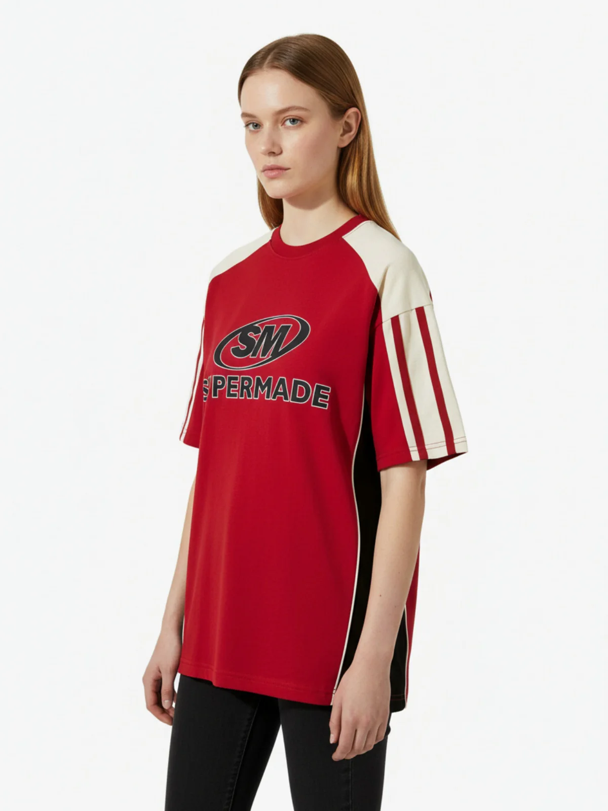 Color-Blocked Strip Racing T-shirt - 2076 - Image 5