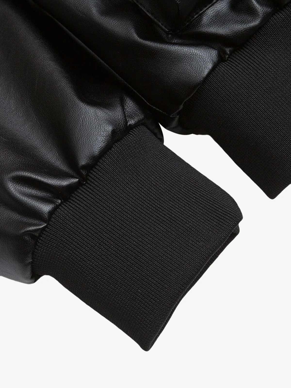 Deconstructed Multi Pocket Fur Hooded PU Leather Jacket - Image 11