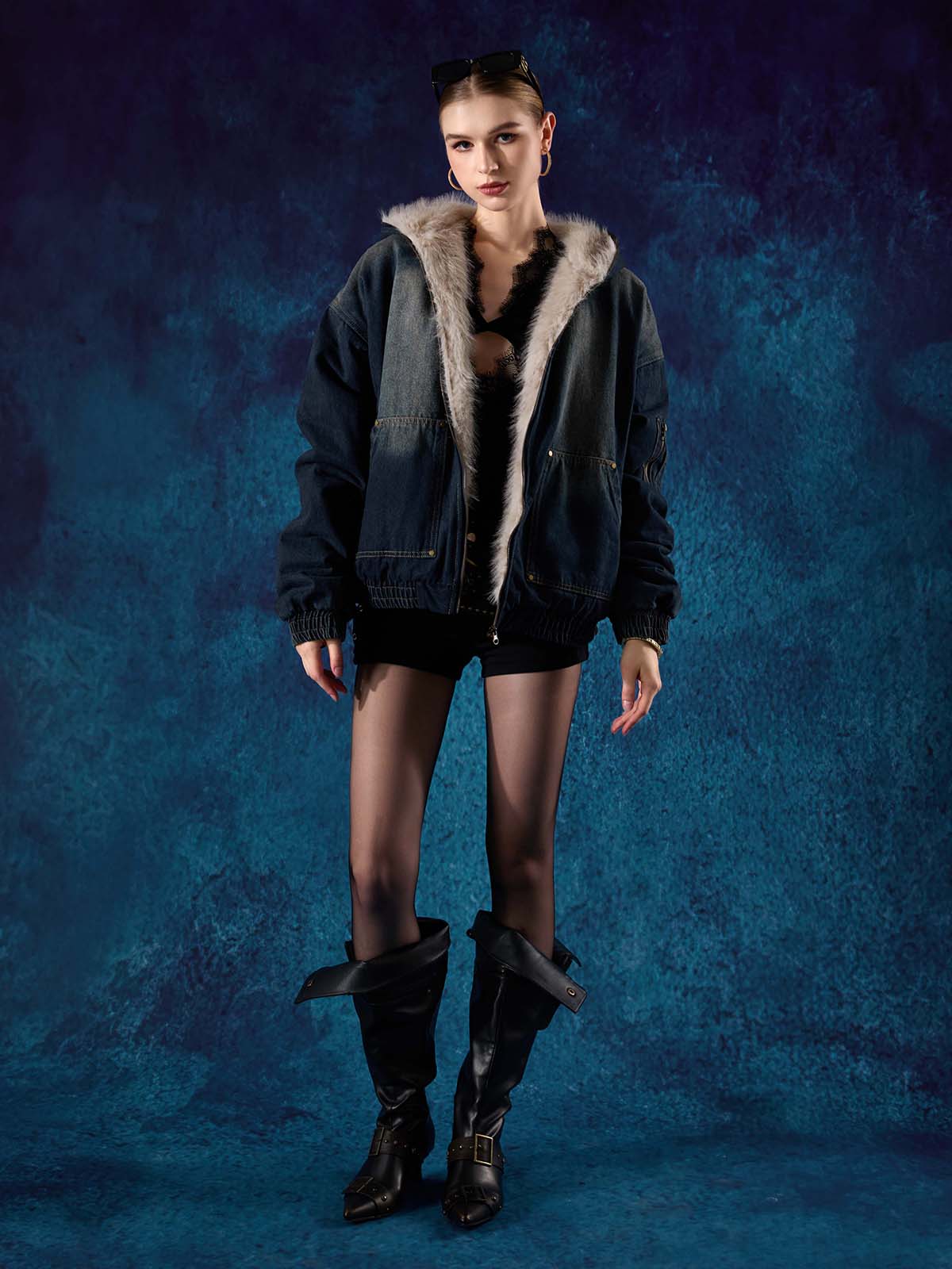 Cotton Washed Fur Hooded Jacket - 2265 - Image 6