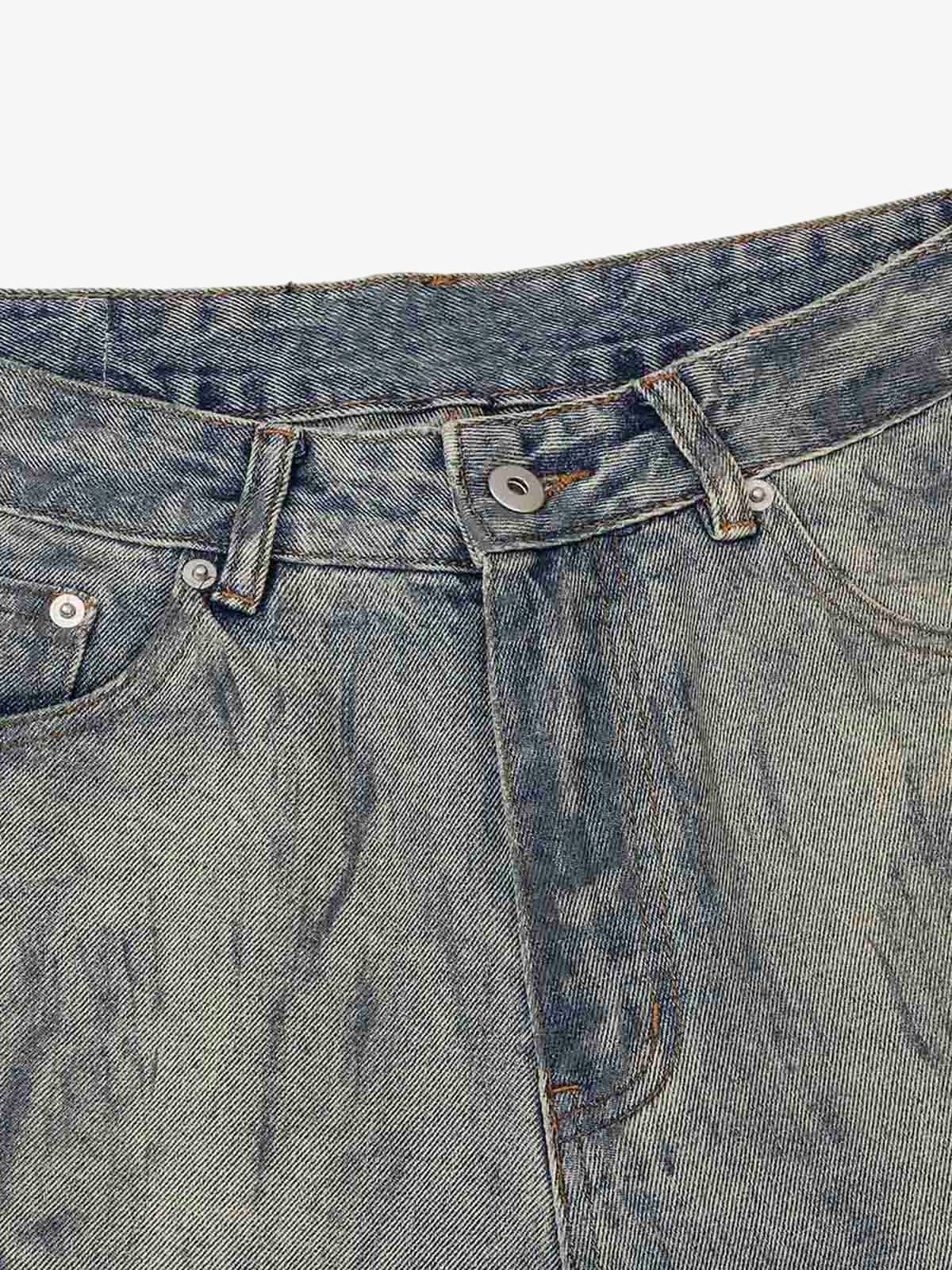 Thesupermade Distressed Washed Ink Splashed Straight Jeans - Image 3