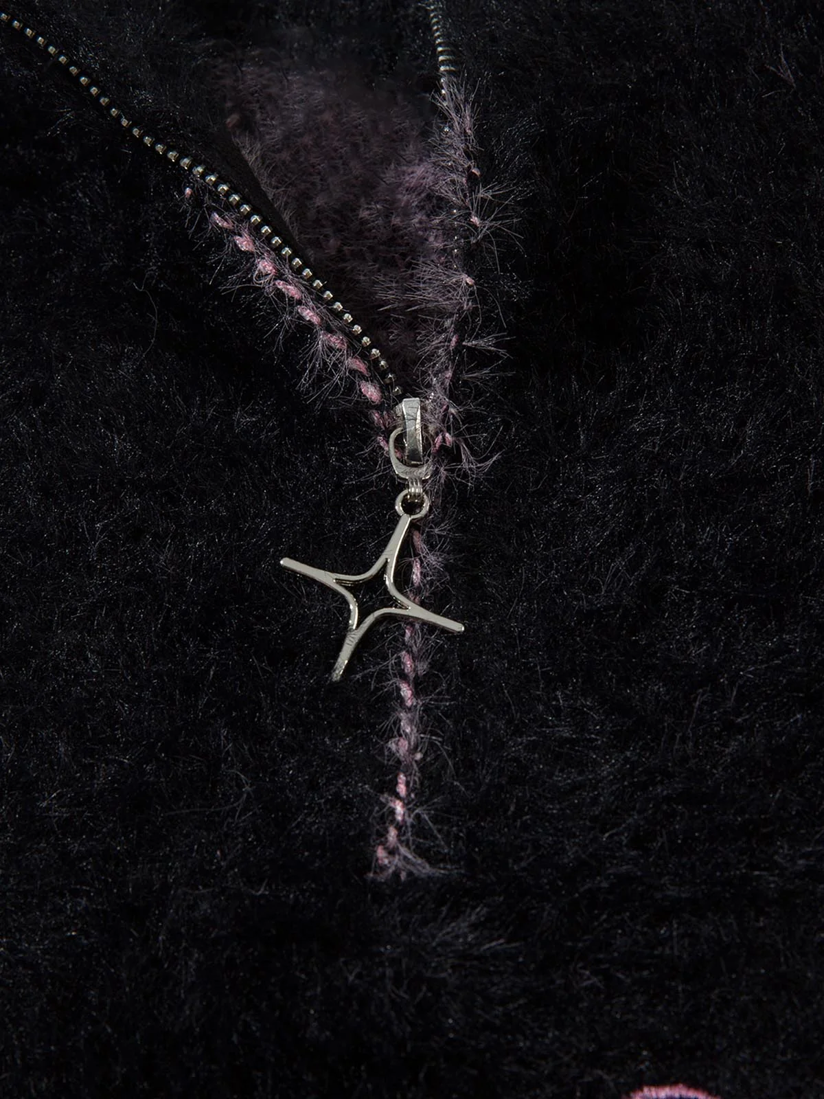 Thesupermade Faux Mink Butterfly Zip Up Turtle Neck Sweater - Image 3