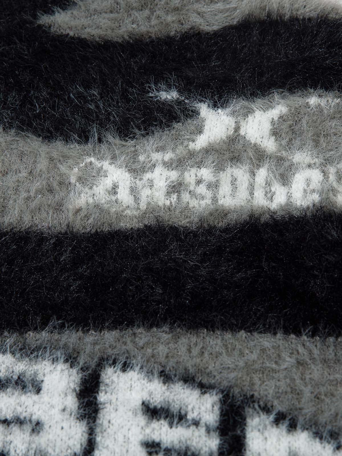 Thesupermade Stand Collar Striped Zip Up Fleece Sweater - Image 5