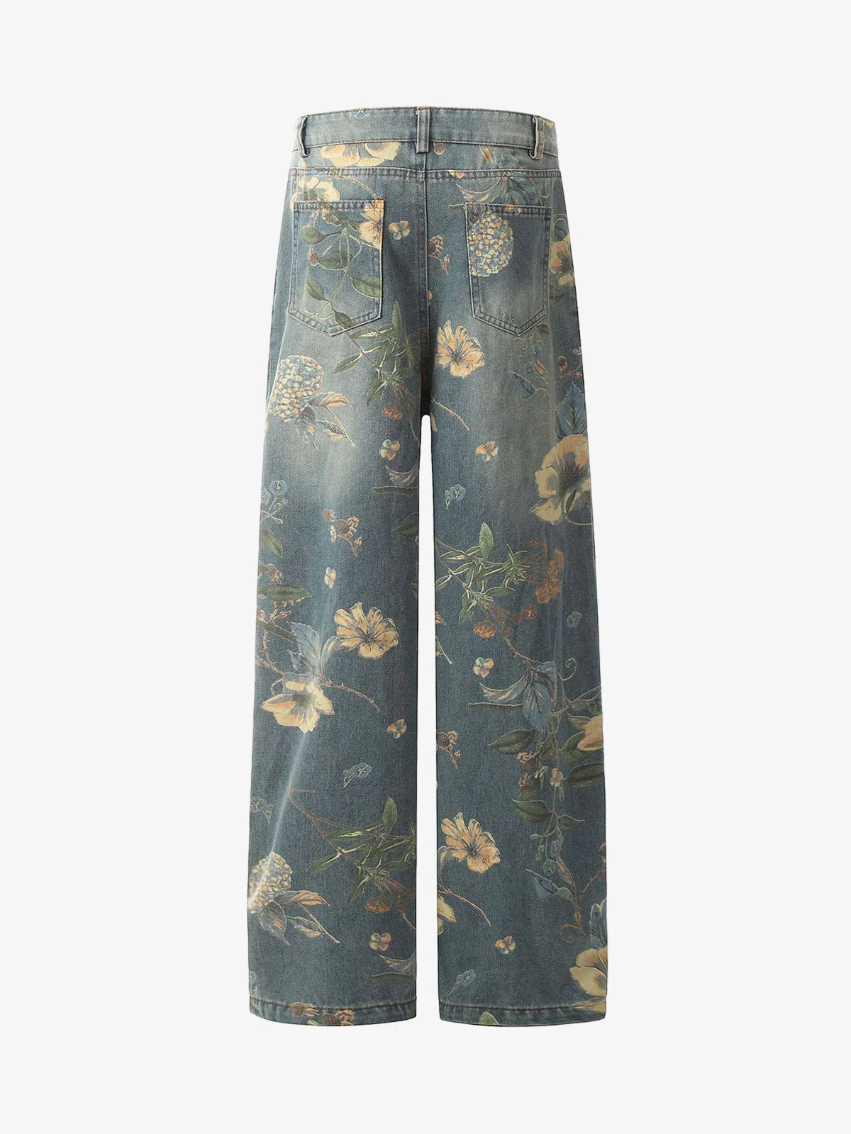 Denim Floral Print Carpenter Jeans - 2237 - Image 7