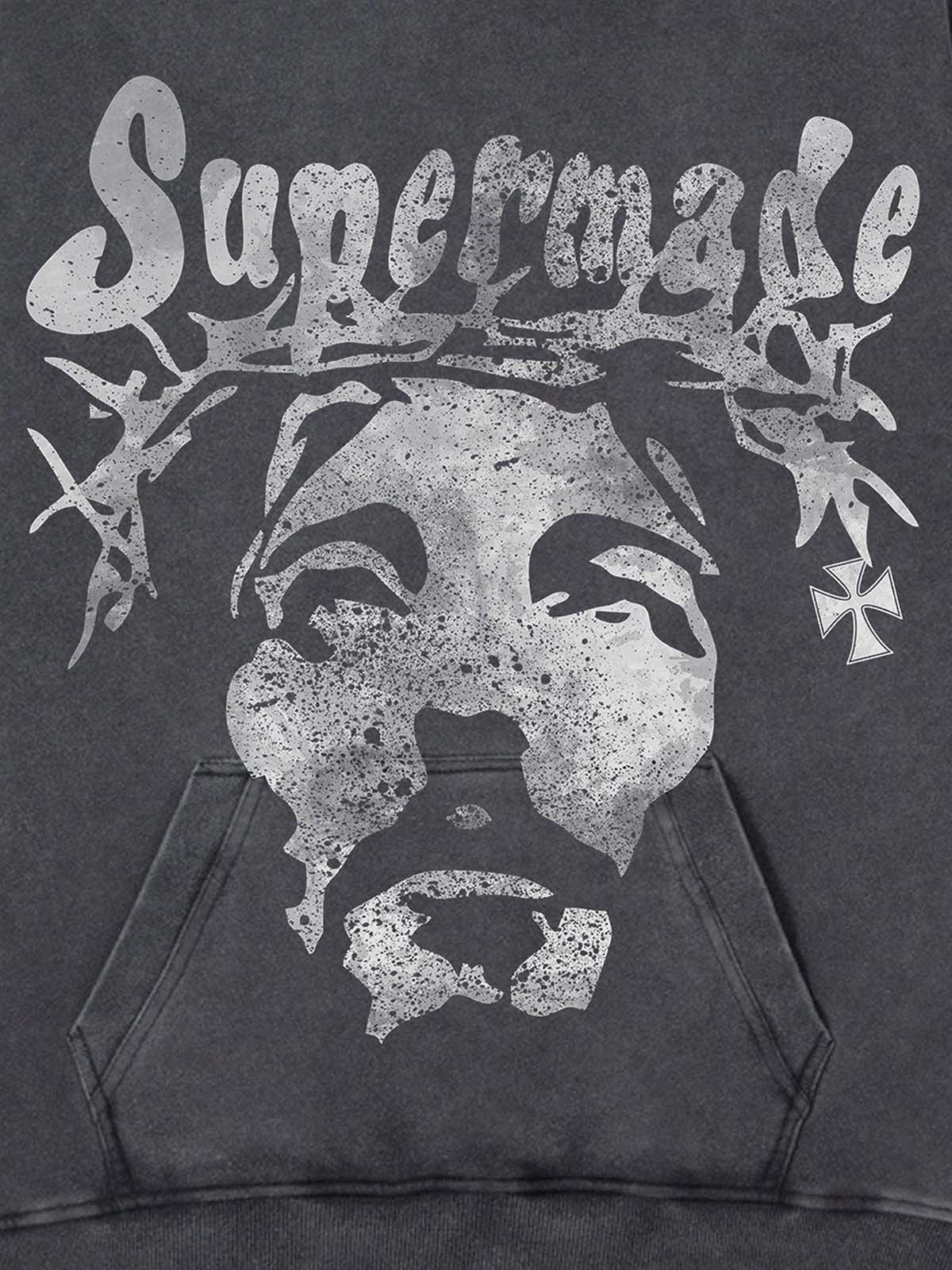 Thesupermade Heavy Washed Jesus Graphic Hoodie - 1973 - Image 10