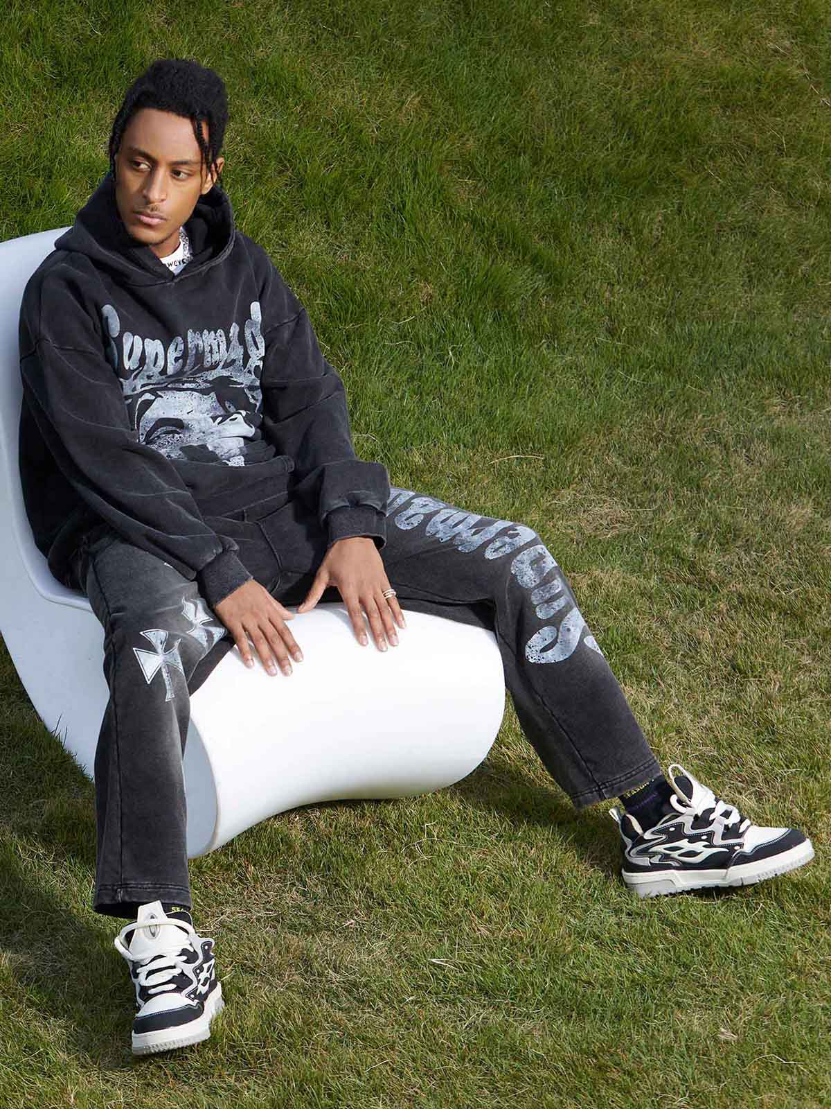 Thesupermade Heavy Washed Jesus Graphic Hoodie - 1973 - Image 4