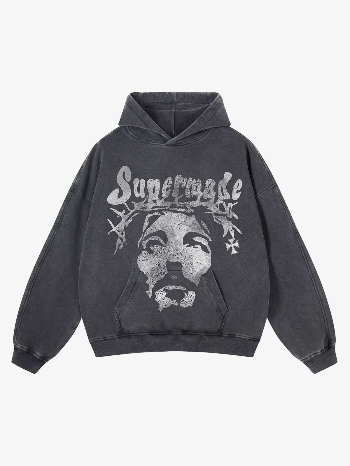Thesupermade Heavy Washed Jesus Graphic Hoodie - 1973 - Image 7