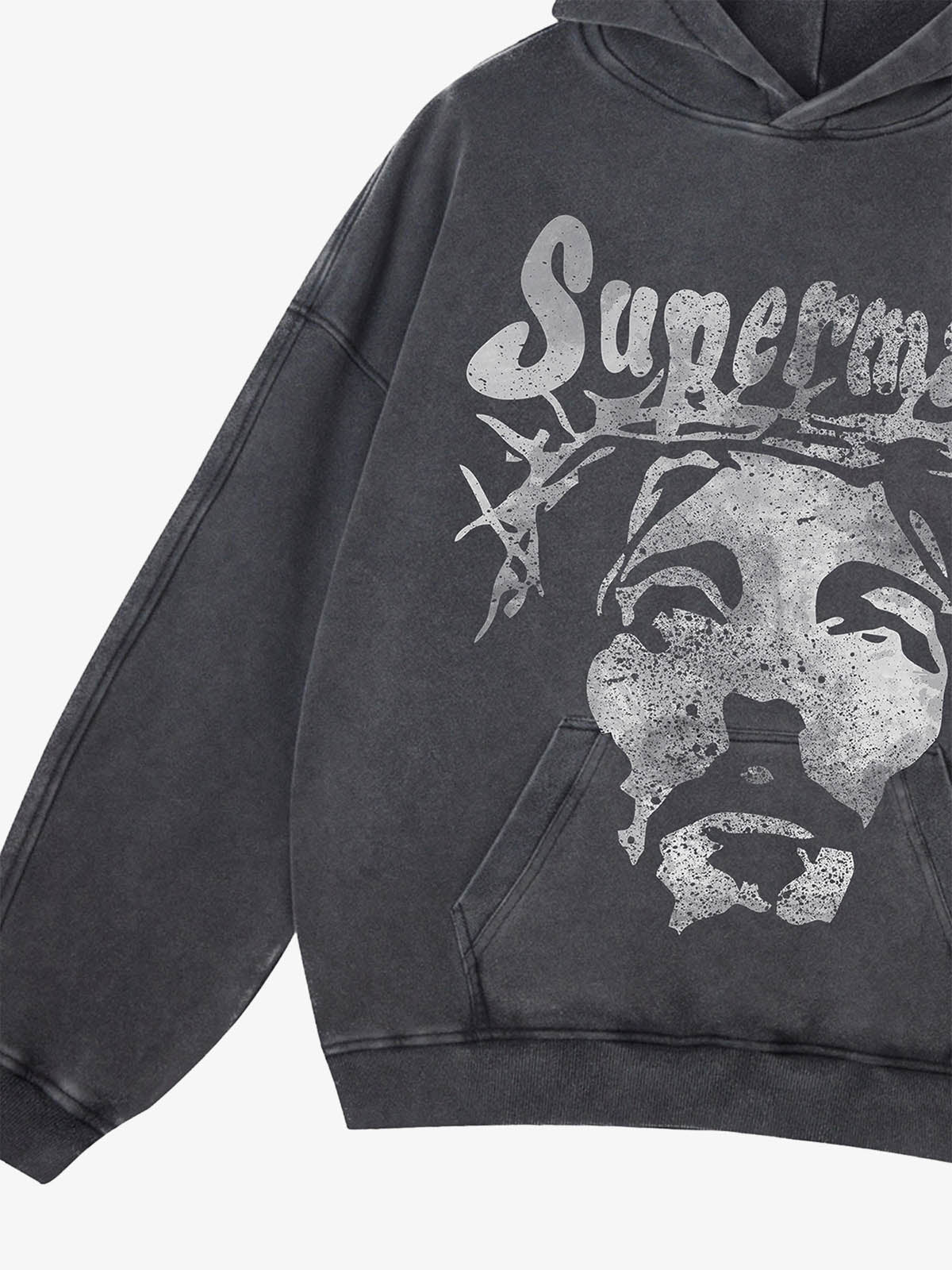 Thesupermade Heavy Washed Jesus Graphic Hoodie - 1973 - Image 9