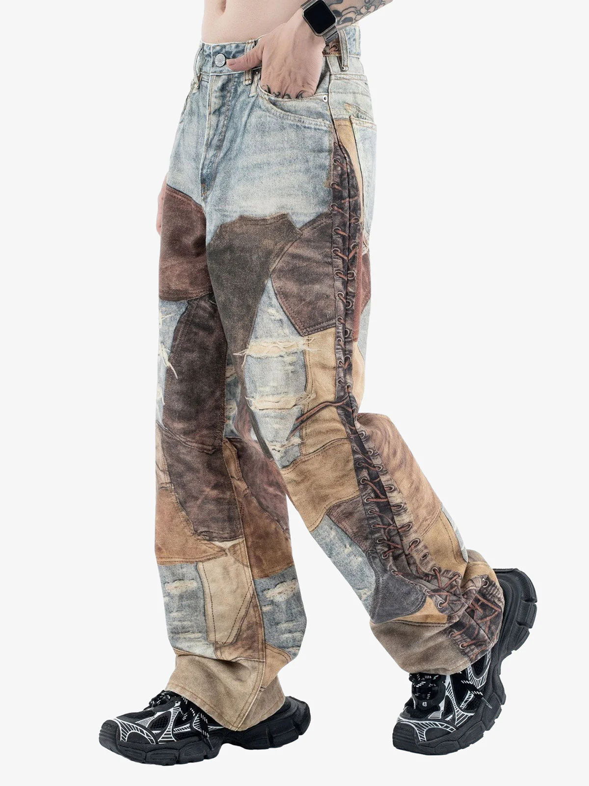 Thesupermade High Street Distressed Washed Printed Jeans - 2246 - Image 6