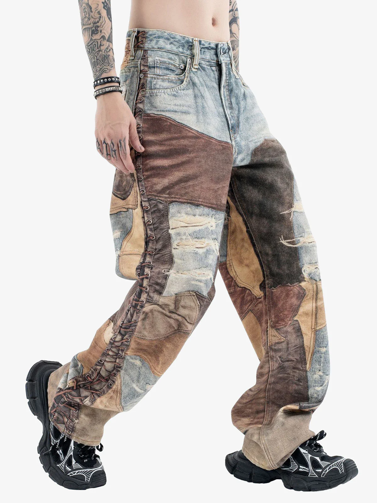 Thesupermade High Street Distressed Washed Printed Jeans - 2246 - Image 7