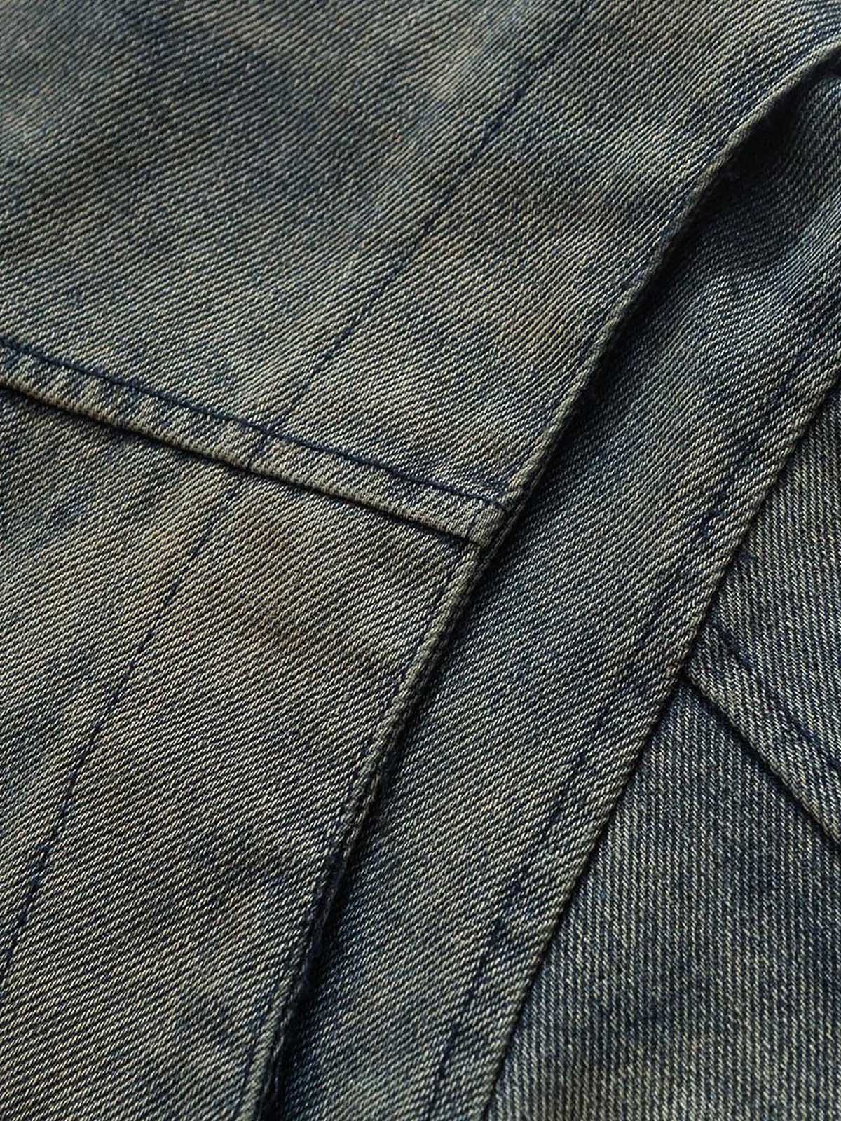 Thesupermade High Street Hip-hop Distressed Washed Denim Jacket - 2242 - Image 10