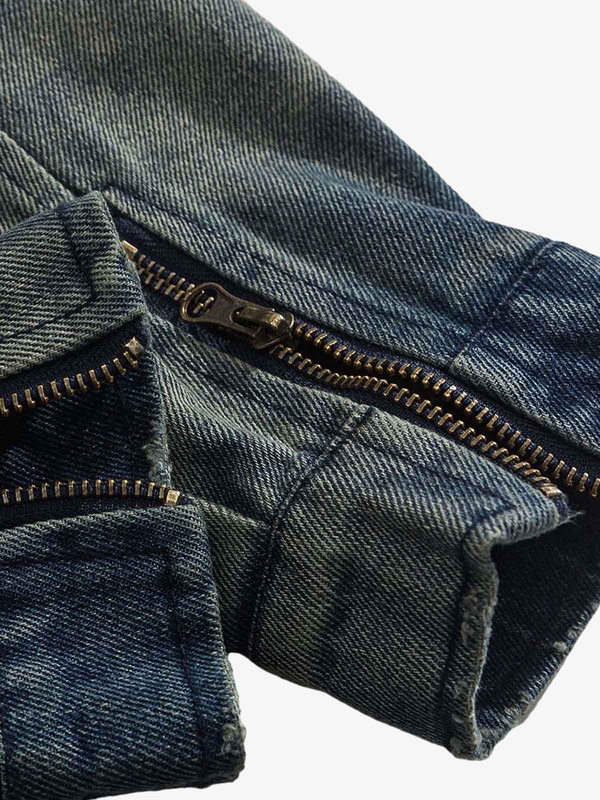 Thesupermade High Street Hip-hop Distressed Washed Denim Jacket - 2242 - Image 7