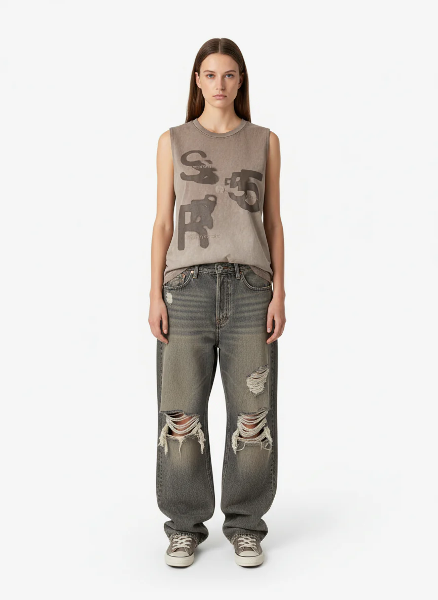 Thesupermade High Street Hip Hop Print Vest - 2373 - Image 3