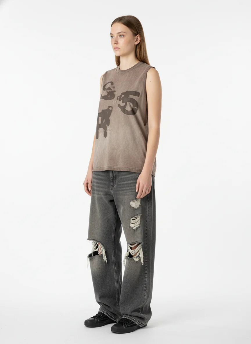 Thesupermade High Street Hip Hop Print Vest - 2373 - Image 5