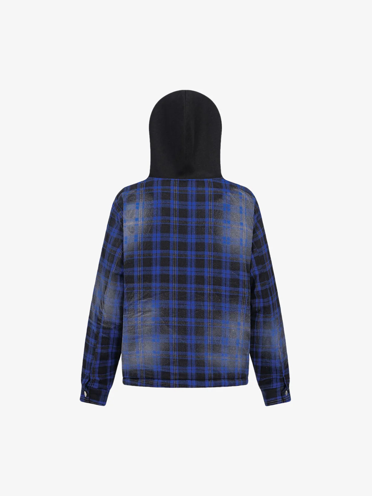 Thesupermade Dark Plaid Hooded Quilted Jacket - Image 4