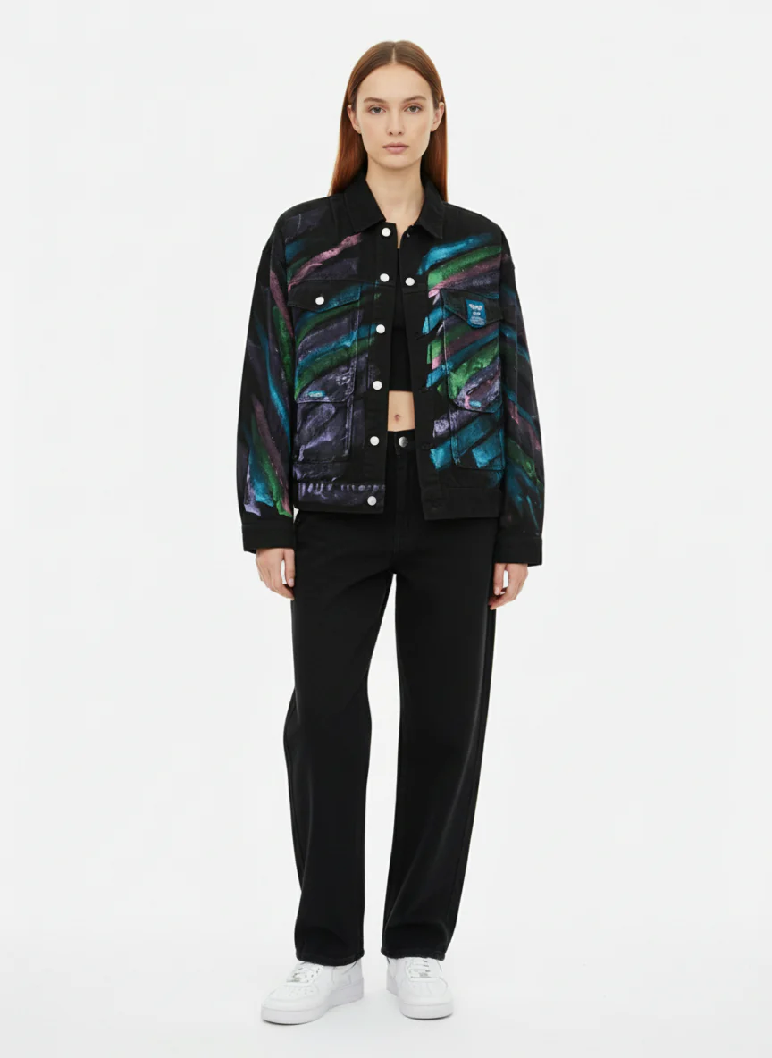 Thesupermade Hip-hop Hand-painted Graffiti Denim Jacket - 2010 - Image 3