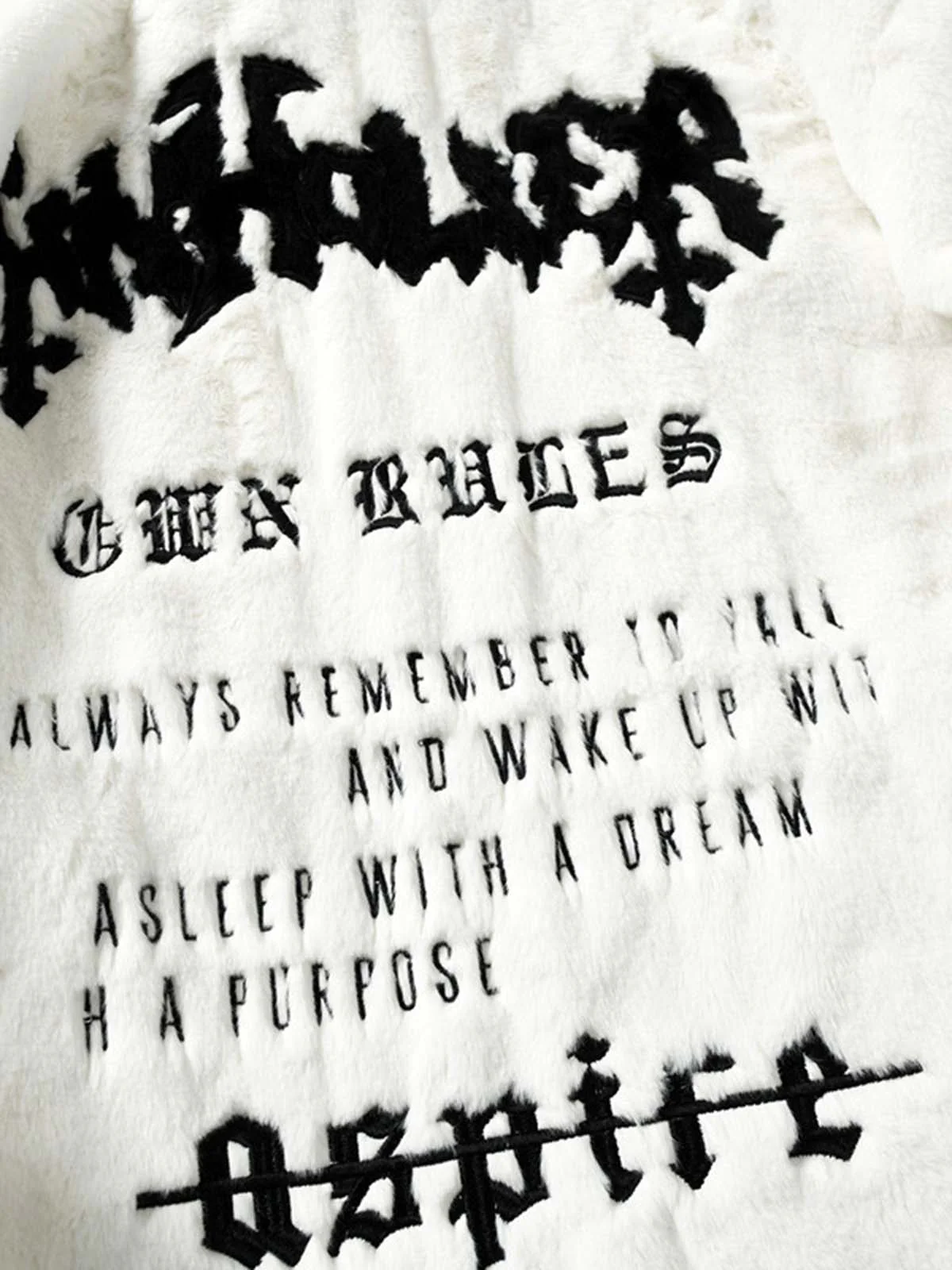 Thesupermade Hip-hop Letter Stand Collar Fur Jacket - 1908 - Image 10