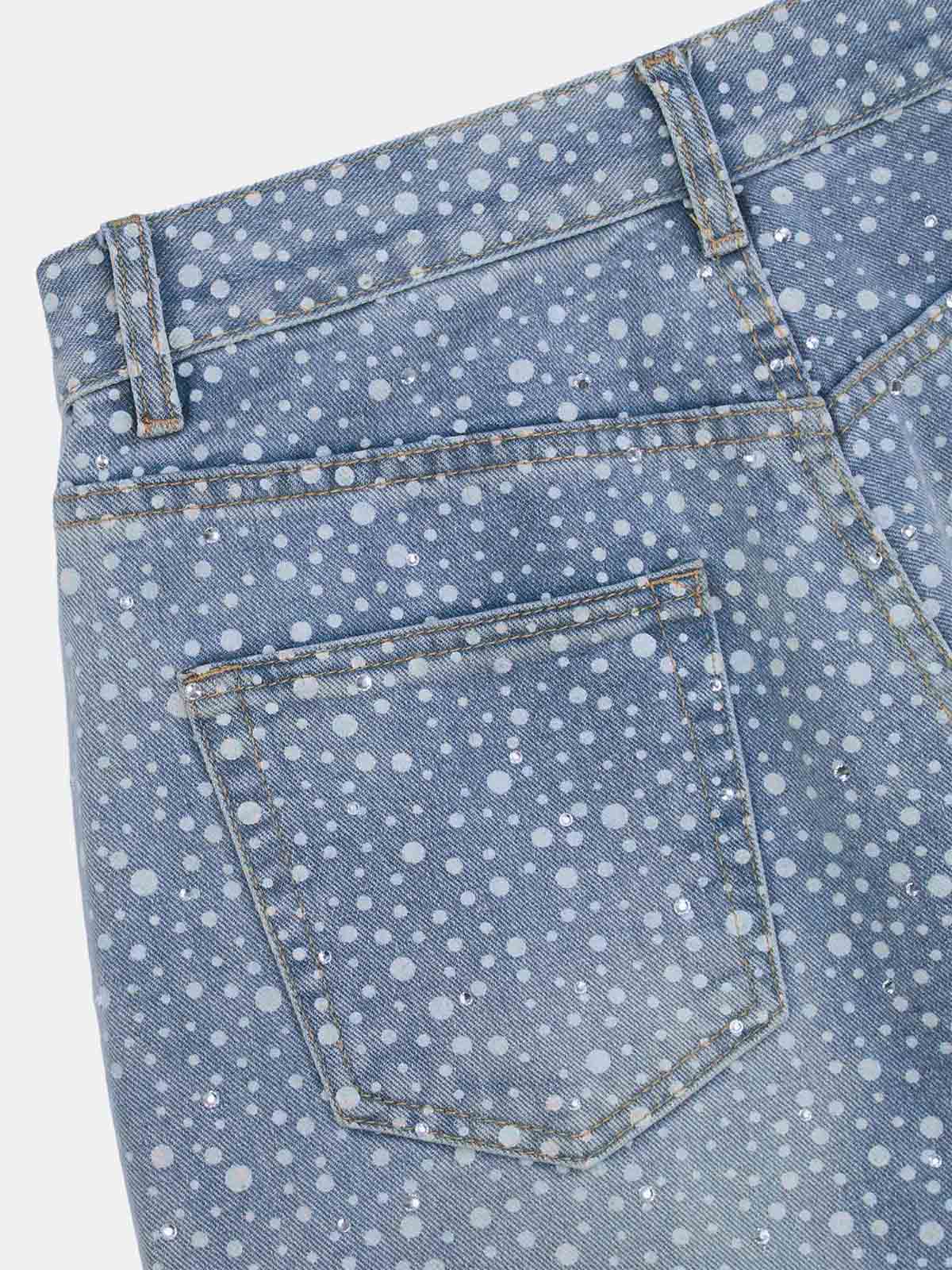 Thesupermade Ink Splashed Hotfix Rhinestone Baggy Jeans - 2306 - Image 4