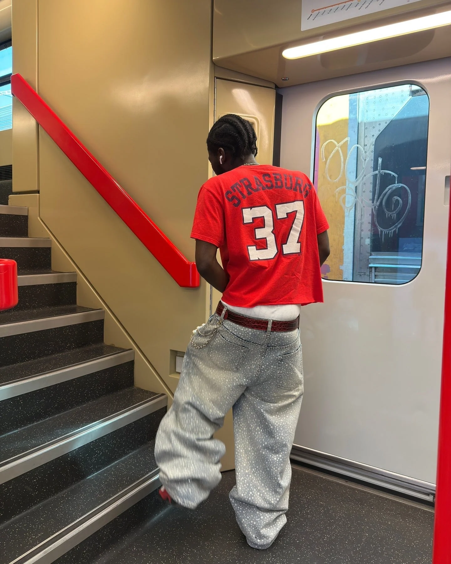 Thesupermade Ink Splashed Hotfix Rhinestone Baggy Jeans - 2306 - Image 7