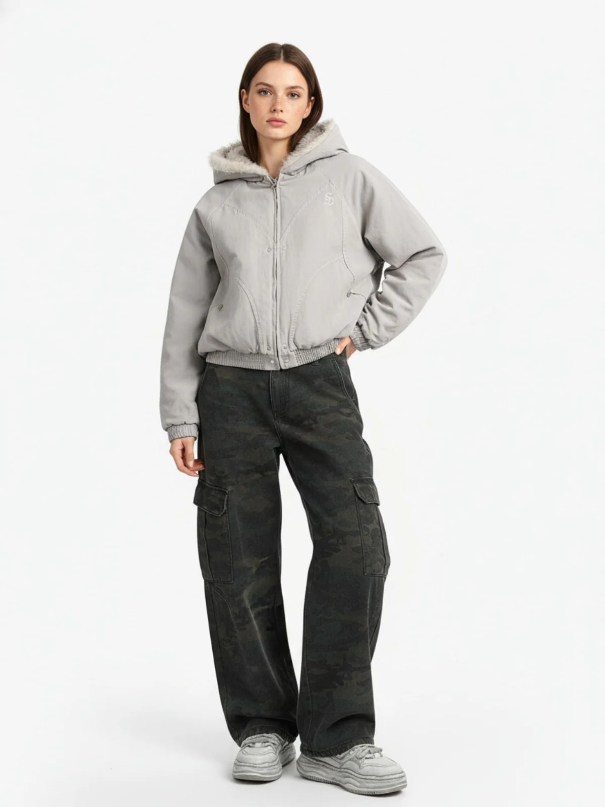 Spliced Fur Hooded Quilted Jacket - 2285 - Image 4