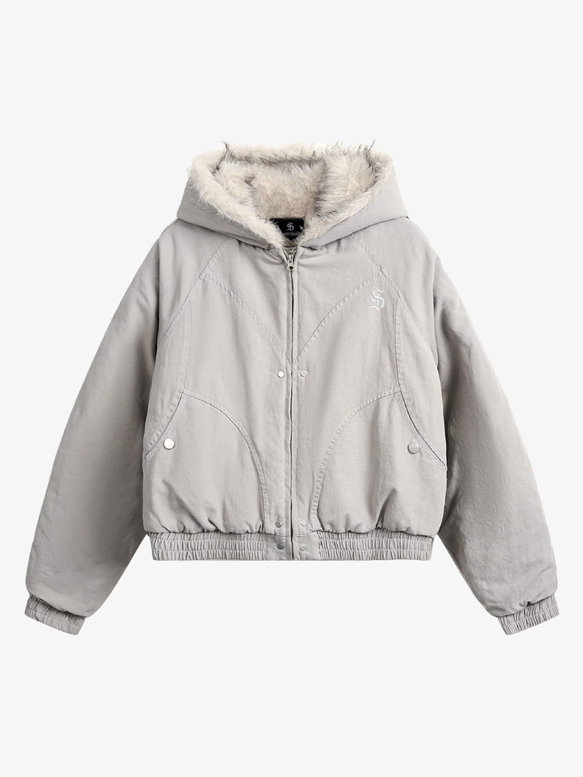 Spliced Fur Hooded Quilted Jacket - 2285 - Image 8