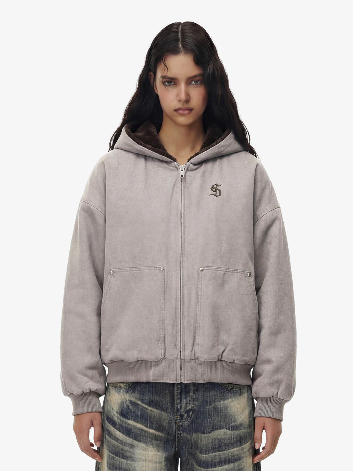 Thesupermade Fur Hooded Zip Up Quilted Jacket - 2510 - Image 3