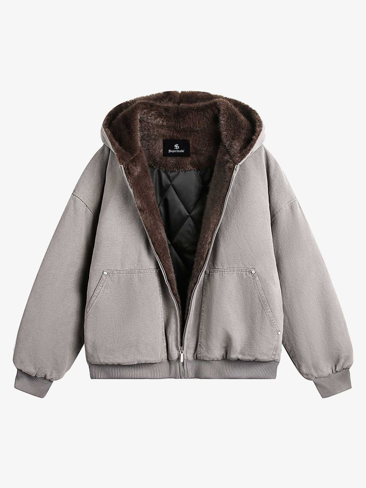 Thesupermade Fur Hooded Zip Up Quilted Jacket - 2510 - Image 8