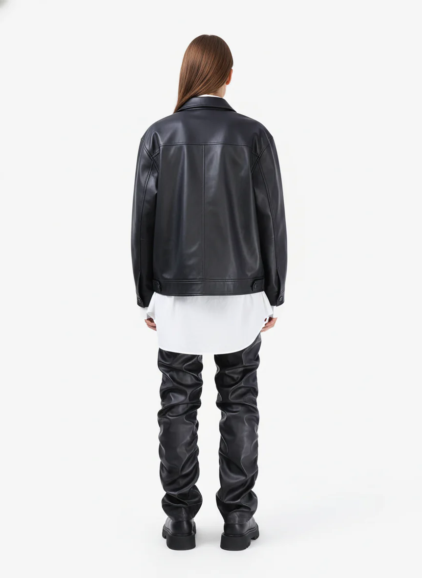 Thesupermade Punk Style Pleated Leather Pants - 2195 - Image 4