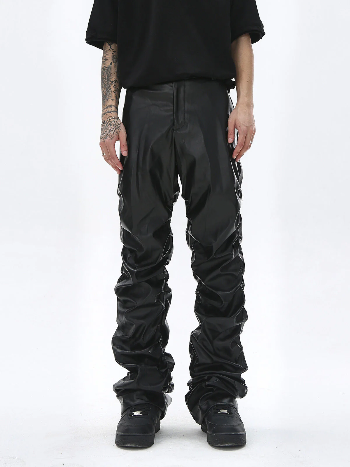 Thesupermade Punk Style Pleated Leather Pants - 2195 - Image 6