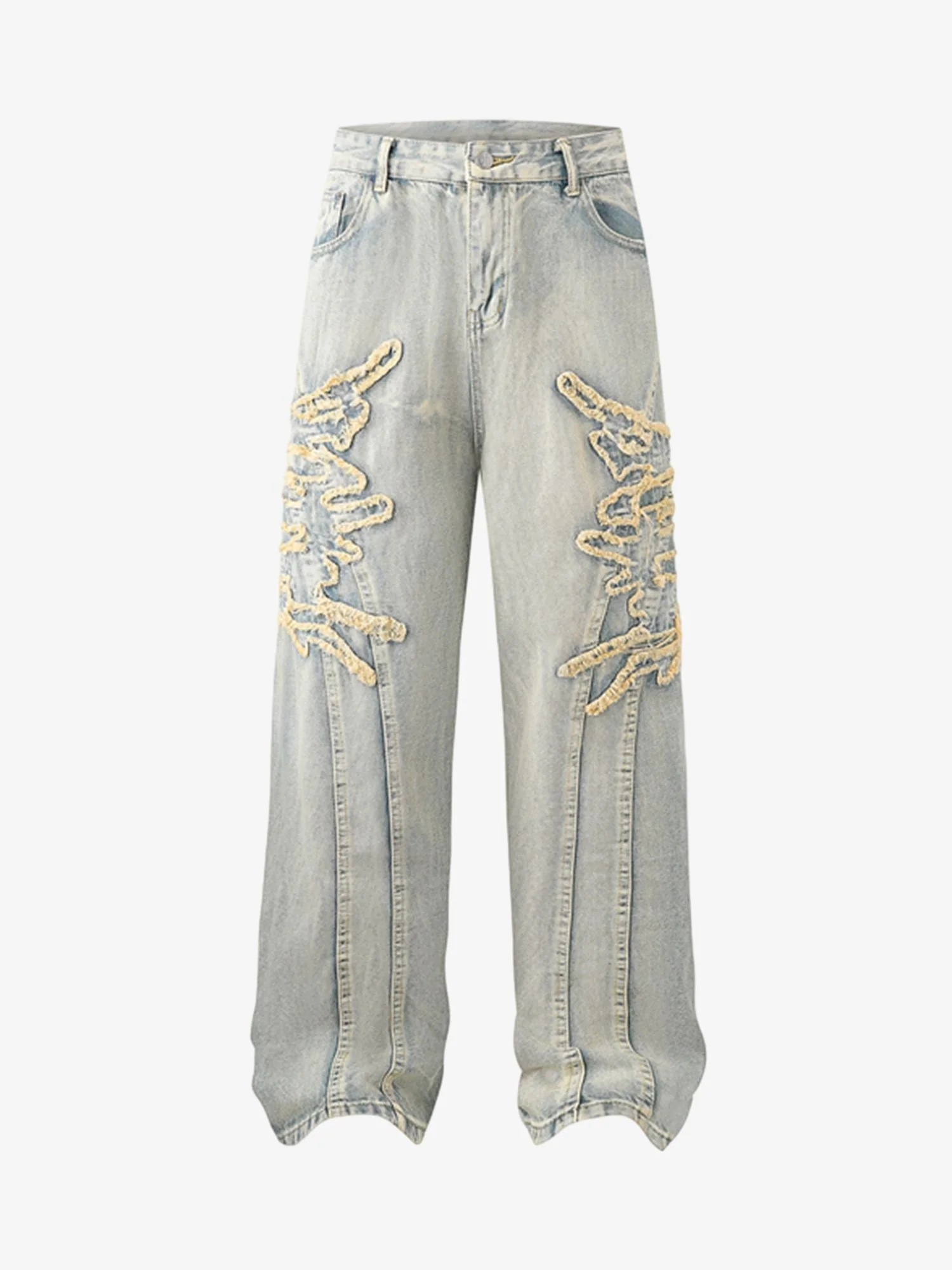 Thesupermade Raw Edge Patch Straight Jeans - Image 14