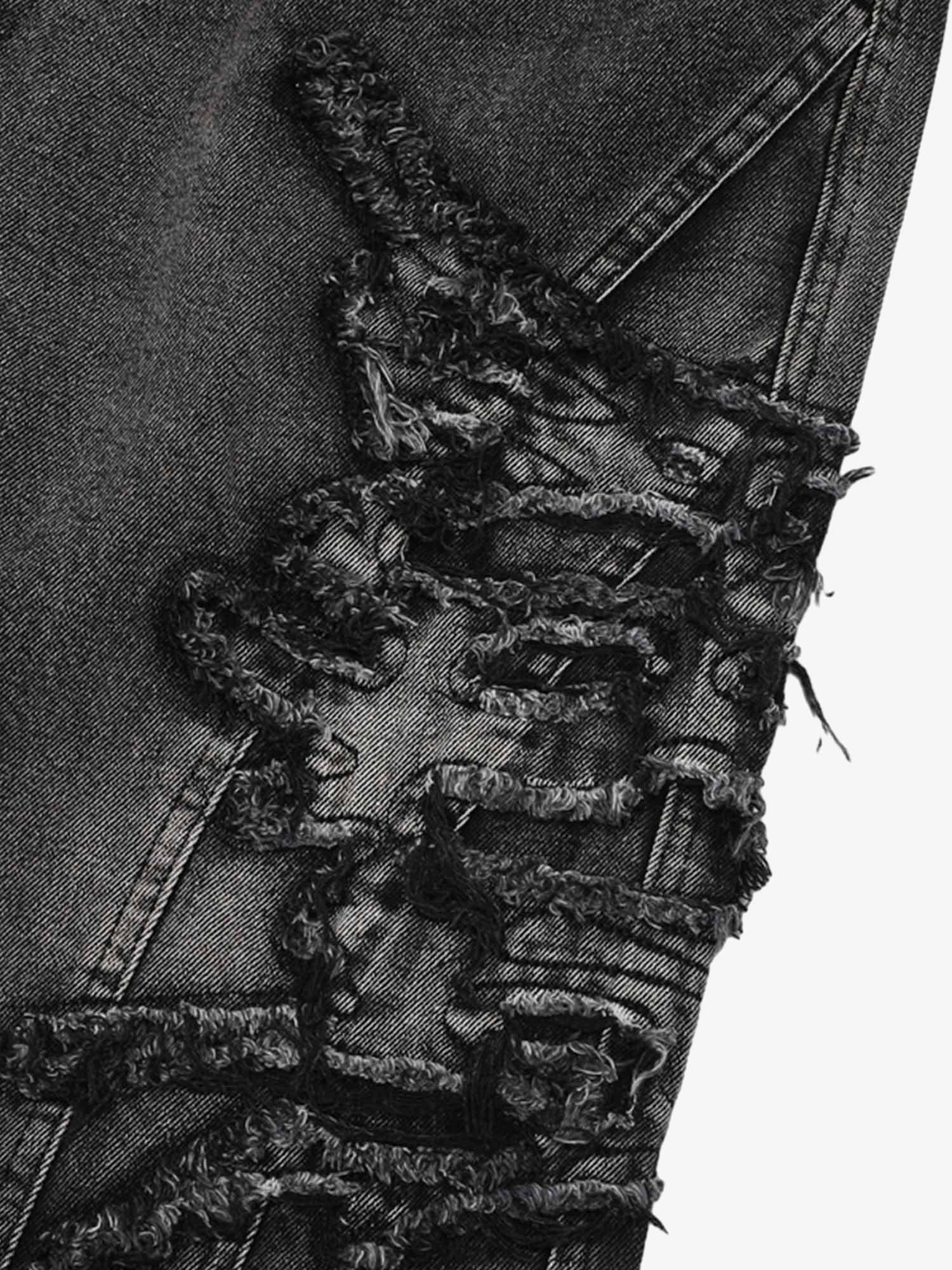 Thesupermade Raw Edge Patch Straight Jeans - Image 9