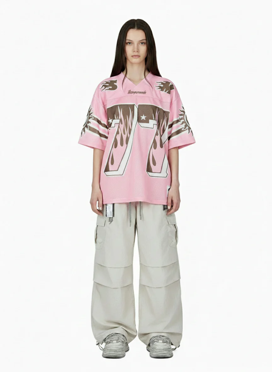 Pink Flame Print Jersey T-shirt - 2390 - Image 3