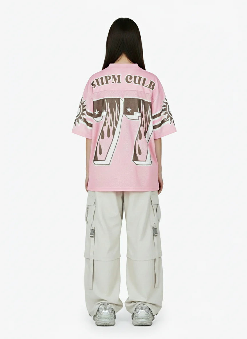 Pink Flame Print Jersey T-shirt - 2390 - Image 4