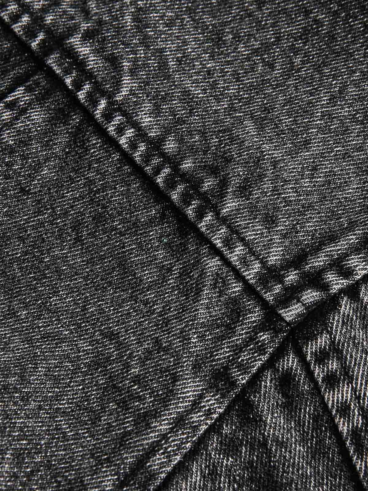 Deconstructed Stand Collar Denim Jacket - Image 5