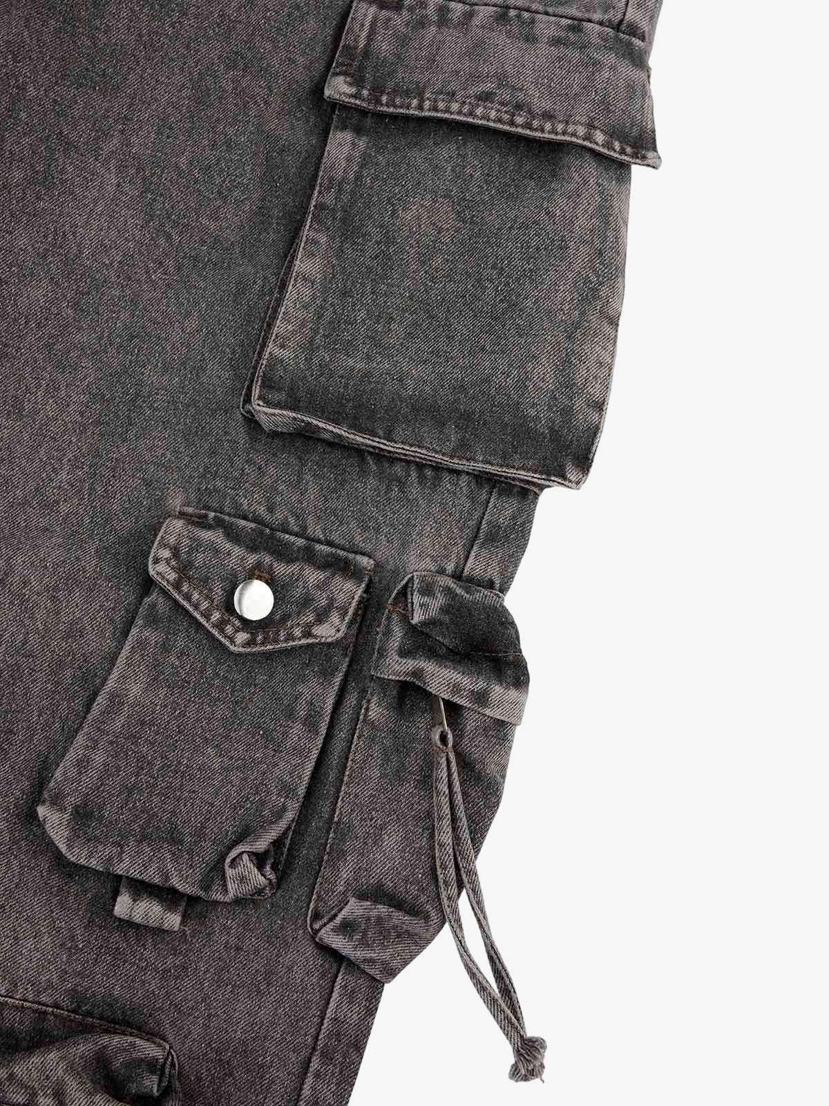 Thesupermade Street Stitching Multi-Pocket Workwear Washed Jeans - 2209 - Image 13