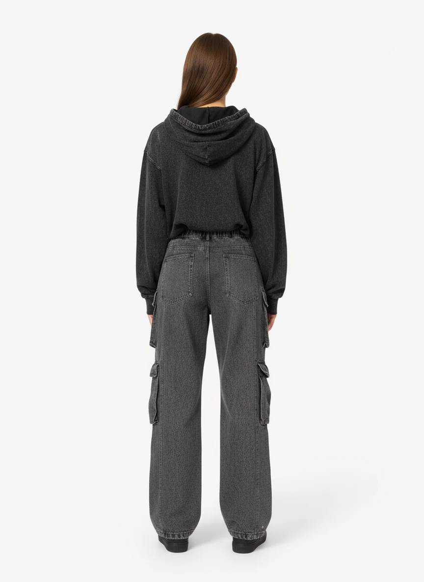 Thesupermade Street Stitching Multi-Pocket Workwear Washed Jeans - 2209 - Image 3