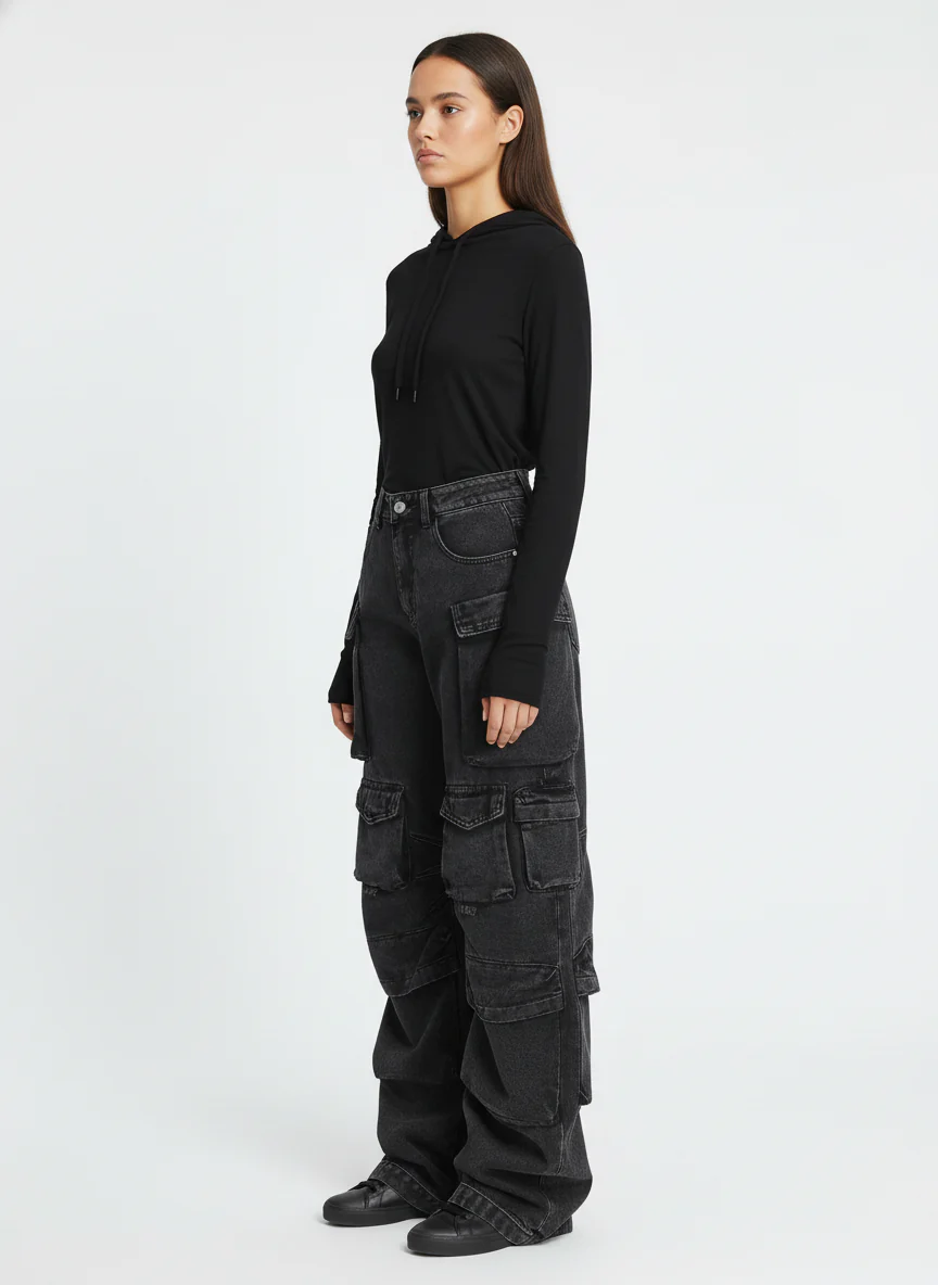 Thesupermade Street Stitching Multi-Pocket Workwear Washed Jeans - 2209 - Image 6