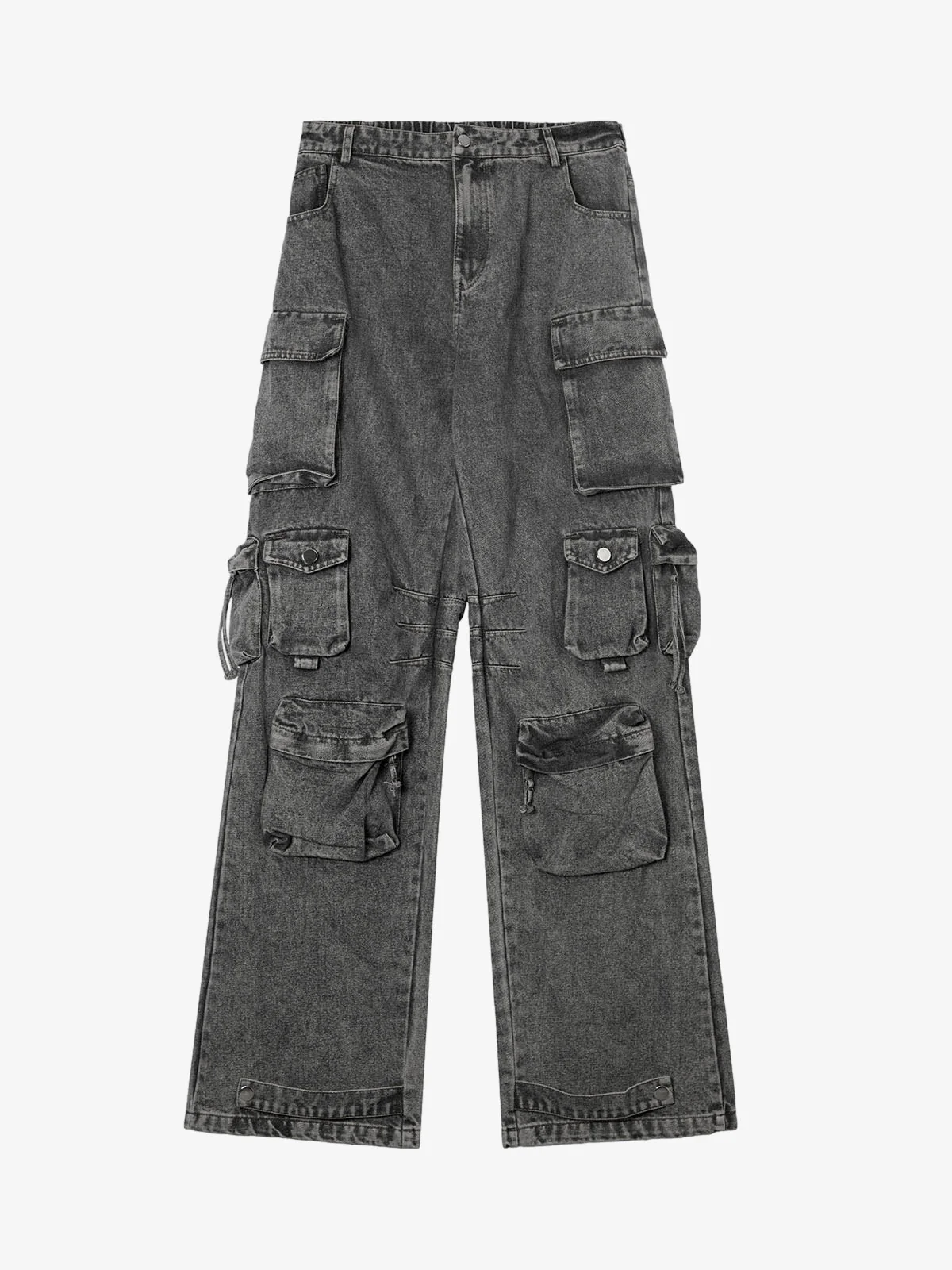 Thesupermade Street Stitching Multi-Pocket Workwear Washed Jeans - 2209 - Image 7