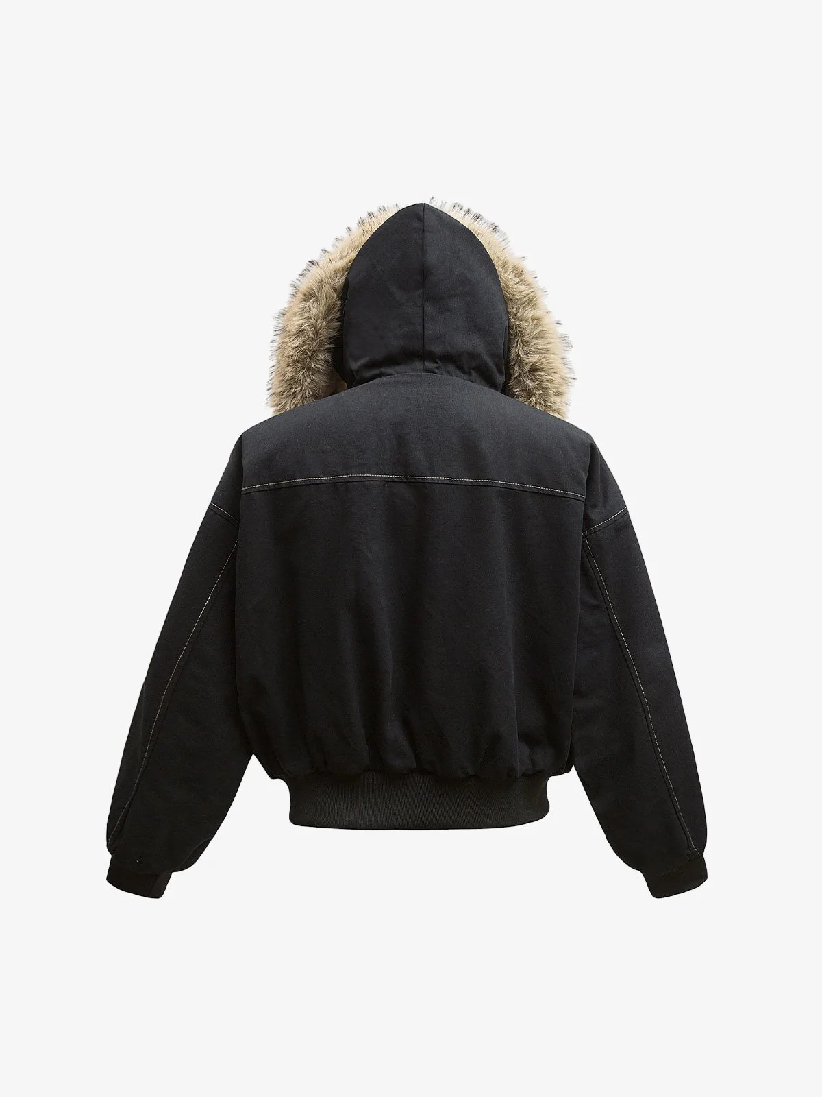 Faux Fur Lined Zip Up Hooded Bomber Jacket - Image 10
