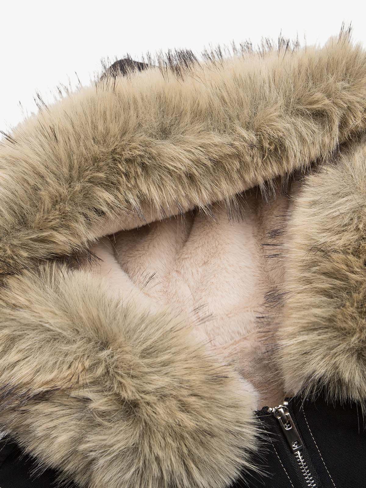 Faux Fur Lined Zip Up Hooded Bomber Jacket - Image 12