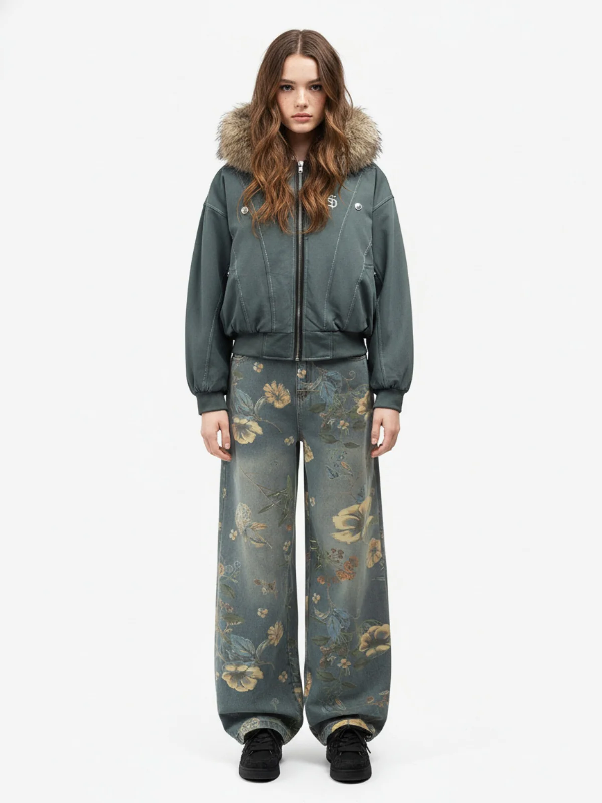 Faux Fur Lined Zip Up Hooded Bomber Jacket - Image 4