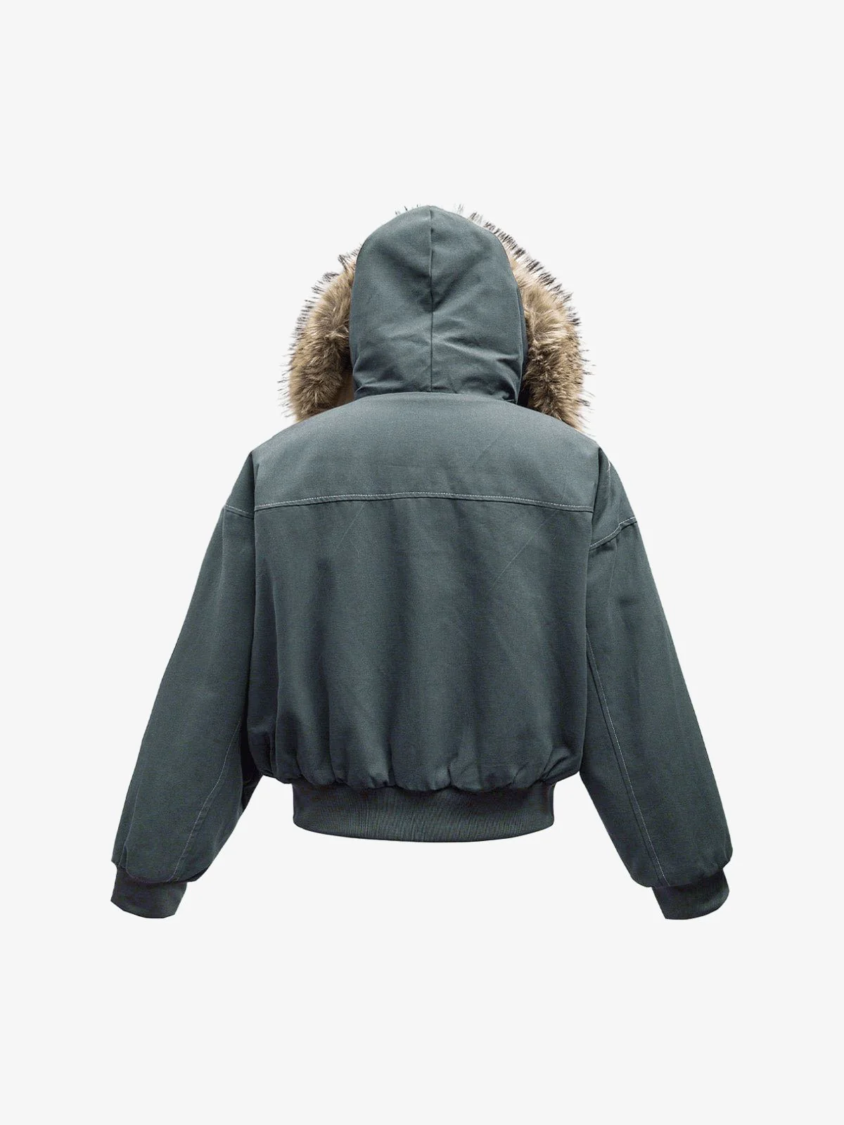 Faux Fur Lined Zip Up Hooded Bomber Jacket - Image 9