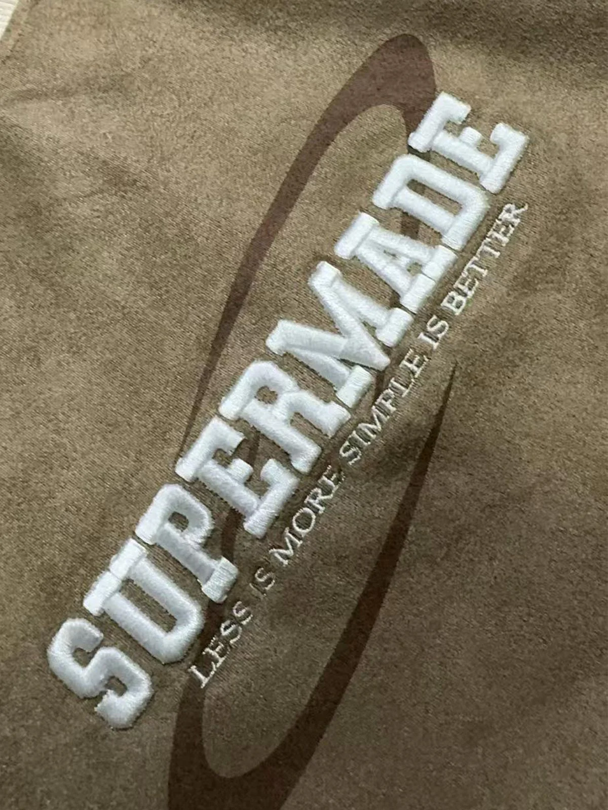 Suede Contrast Color Spliced Letter Embroidery Oversize T-shirt - 2462 - Image 20