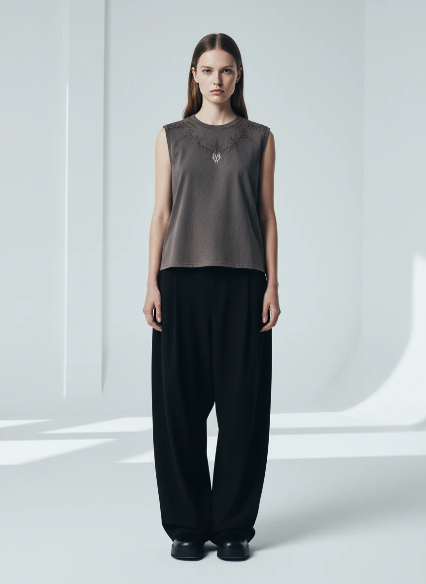 Suede Thorn Embroidered Vest - Image 3